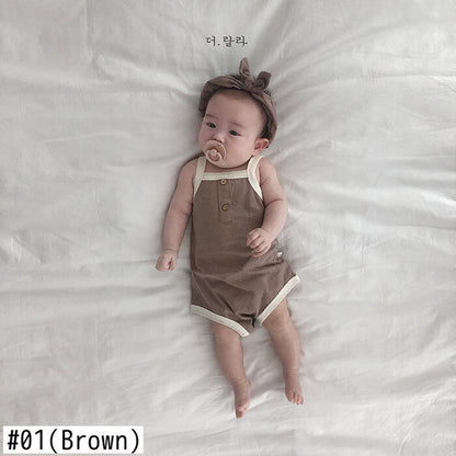 -ベビーロンパース キャミソールボディスーツ タンクロンパース 3カラー【mh0000535】 - mamahalo shop - ノースリーブロンパース -  べビー服 - 子供服 - 男の子 - 女の子