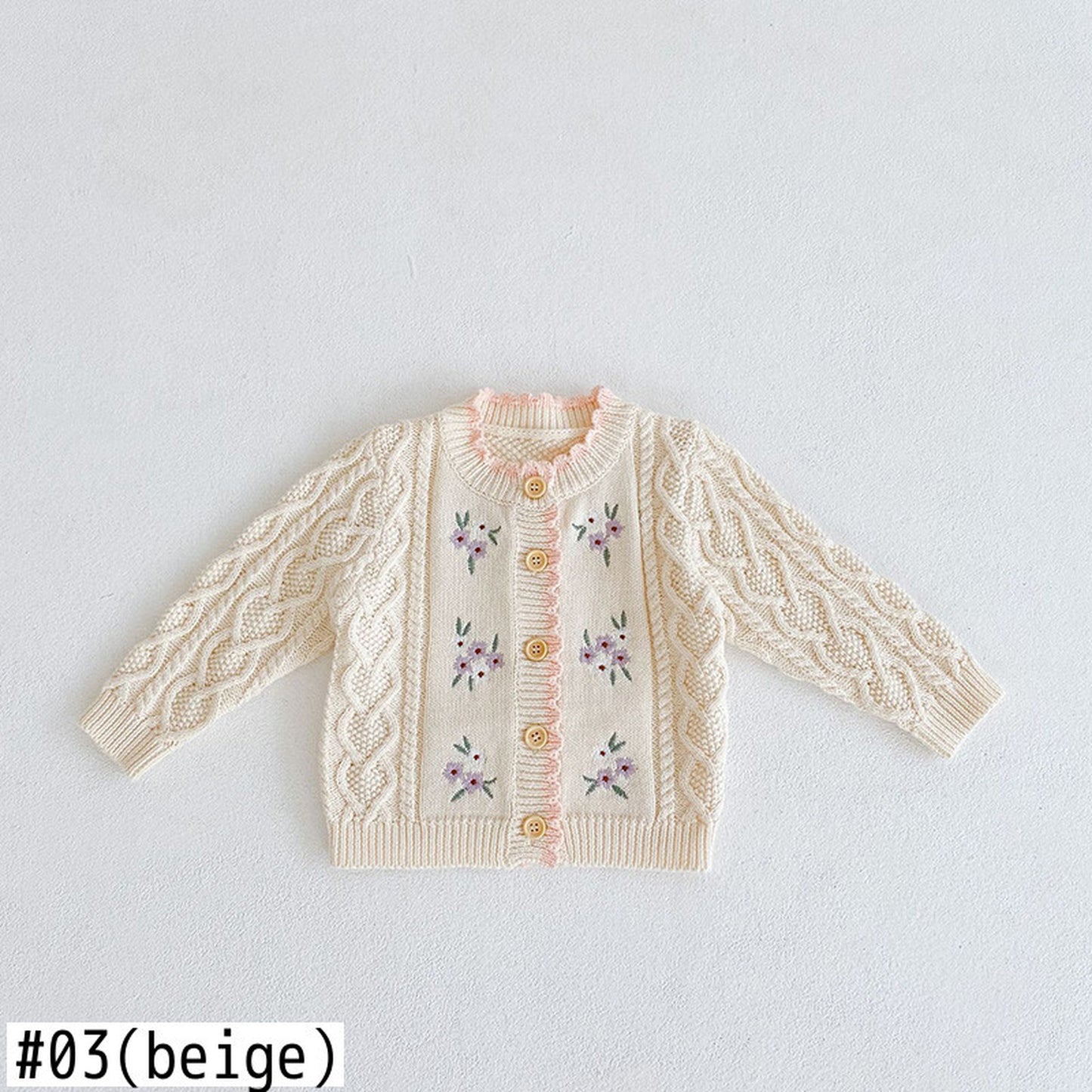 -ベビー 刺繍 フラワー ニット カーディガン【mh0000072】 - mamahalo shop - カーディガン・パーカー -  べビー服 - 子供服 - 男の子 - 女の子
