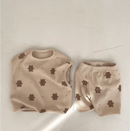 -キッズ くま セットアップ【mh0000448】 - mamahalo shop - ノースリーブセットアップ -  べビー服 - 子供服 - 男の子 - 女の子