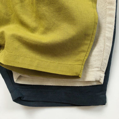 -キッズ コットンリネン サマー パンツ - mamahalo shop - ハーフパンツ・ショートパンツ -  べビー服 - 子供服 - 男の子 - 女の子