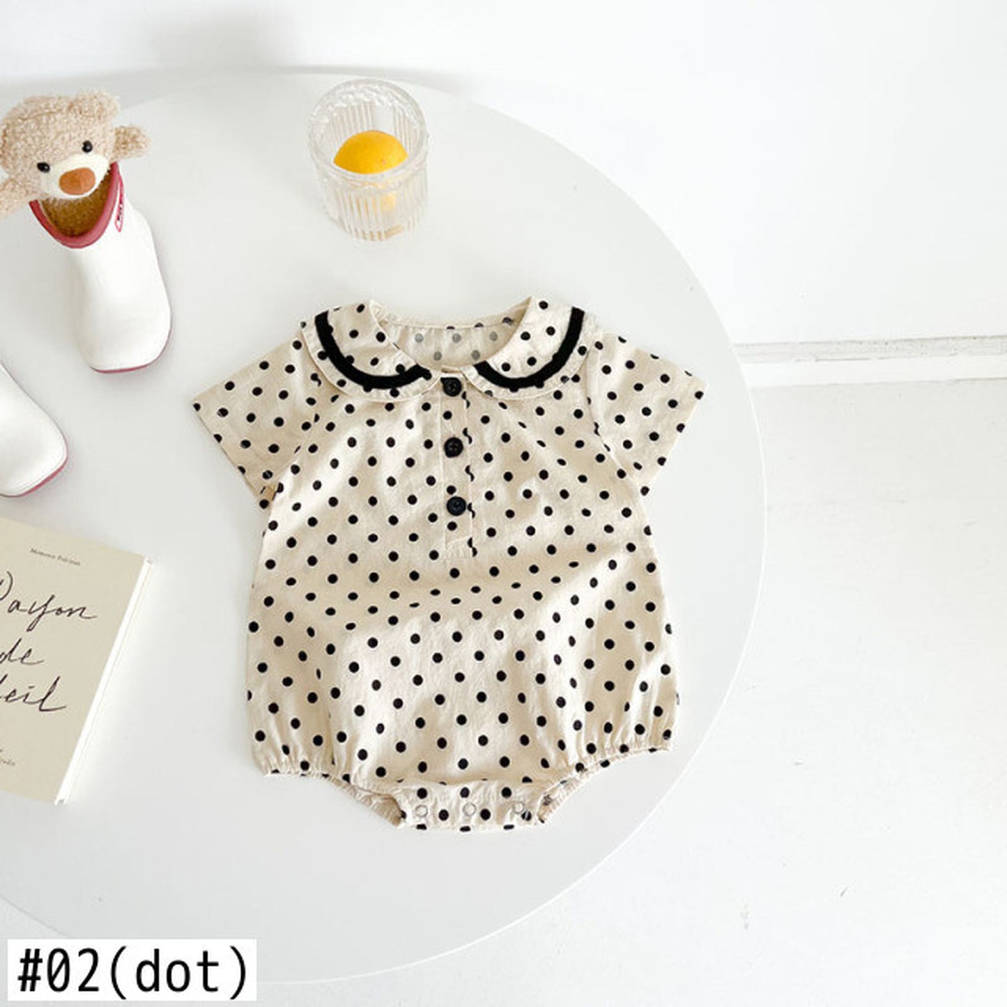 -☺︎ ベビー くま みずたま 半袖 ロンパース - mamahalo shop - 半袖ロンパース -  べビー服 - 子供服 - 男の子 - 女の子