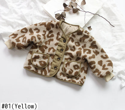 -キッズ レオパード フリース ジャケット アウター【mh0000287】 - mamahalo shop - ショートコート・ジャケット・ジャンパー -  べビー服 - 子供服 - 男の子 - 女の子