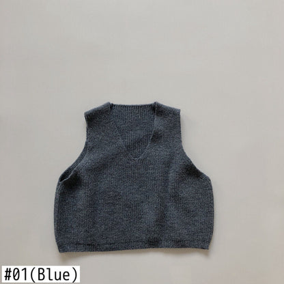 -キッズ ニットベスト シンプルベーシック 2カラー【mh0000235】 - mamahalo shop - ベスト -  べビー服 - 子供服 - 男の子 - 女の子