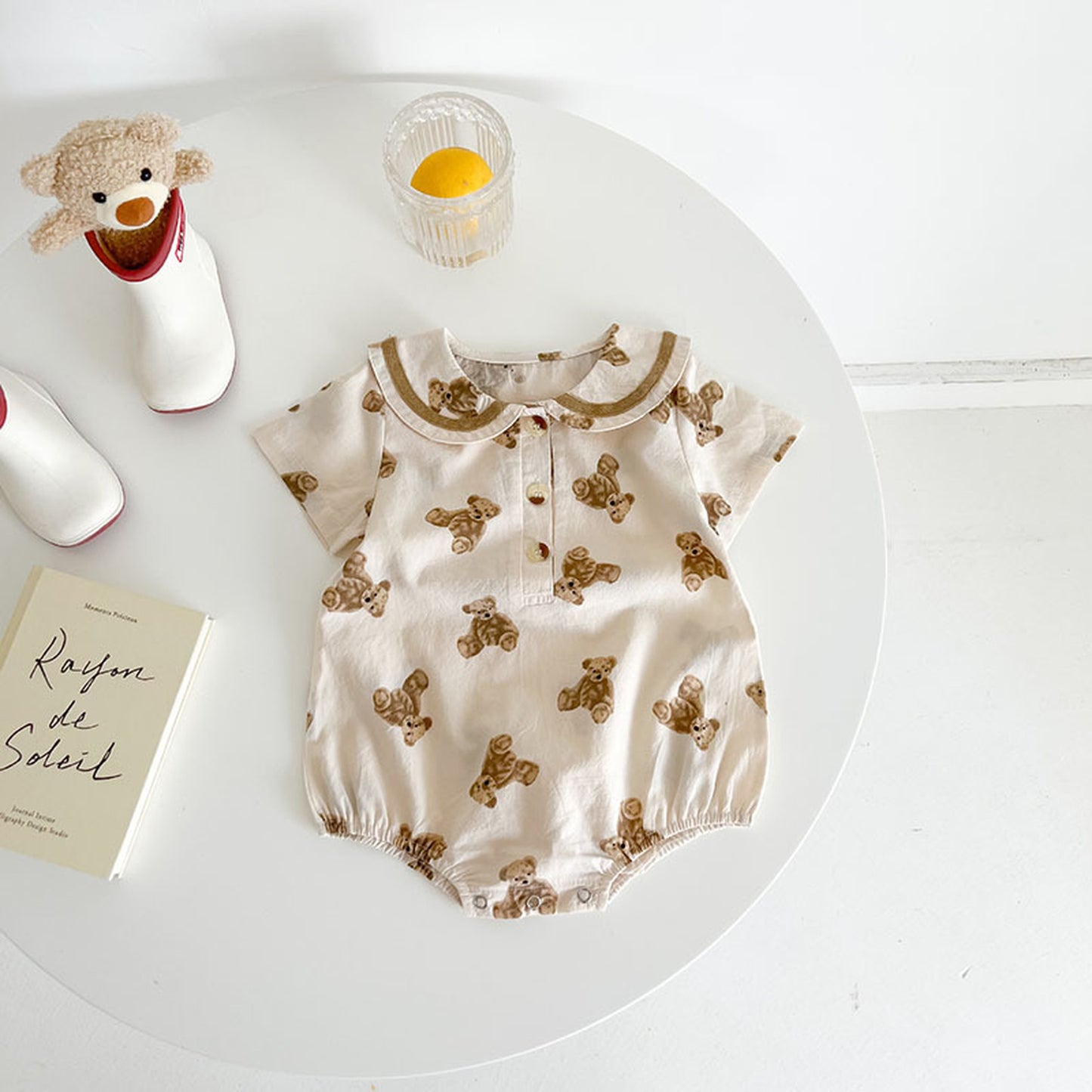 -☺︎ ベビー くま みずたま 半袖 ロンパース - mamahalo shop - 半袖ロンパース -  べビー服 - 子供服 - 男の子 - 女の子