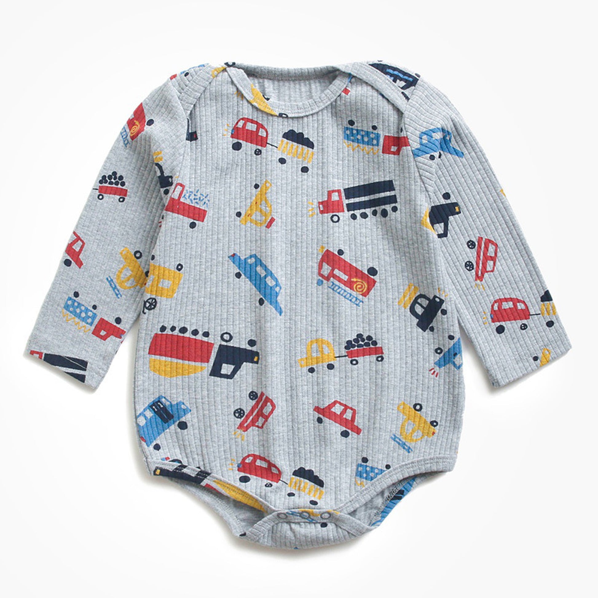 -ベビー ポテト くるま プリント 長袖 ロンパース【mh0000468】 - mamahalo shop - 長袖ロンパース -  べビー服 - 子供服 - 男の子 - 女の子