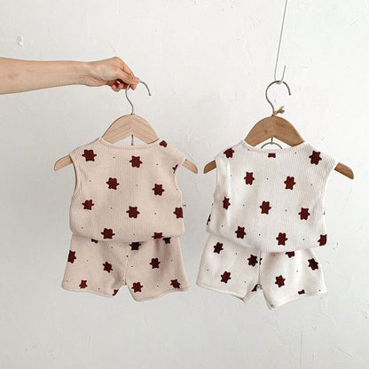 -ベビー セットアップ くま ベア タンクトップ パンツ【mh0000805】 - mamahalo shop - ノースリーブセットアップ -  べビー服 - 子供服 - 男の子 - 女の子