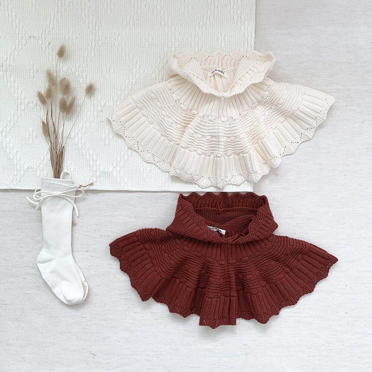 -ベビー キッズ レース ニット フーディ ボレロ ポンチョ【mh0000257】 - mamahalo shop - ショール -  べビー服 - 子供服 - 男の子 - 女の子