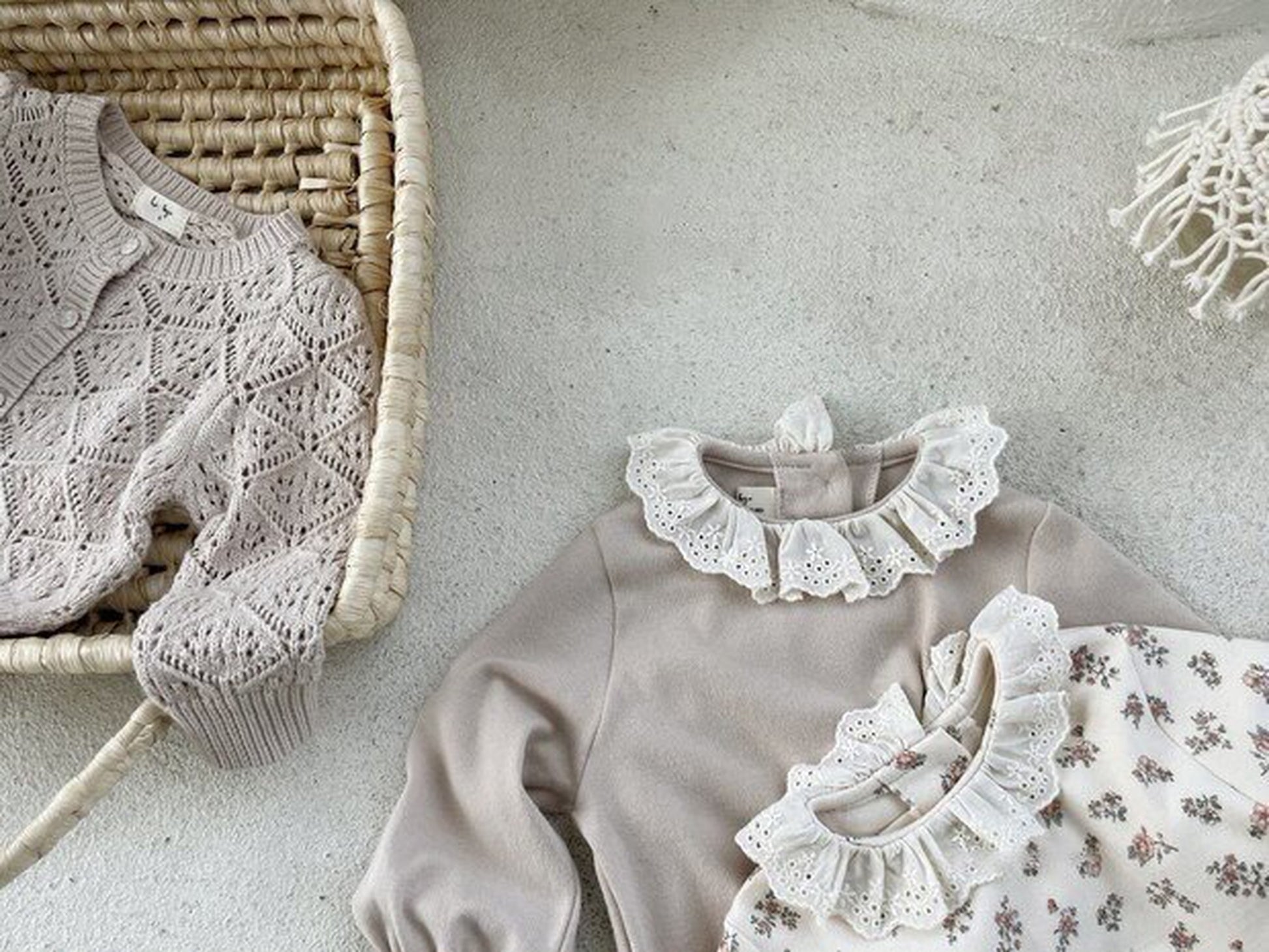 -ベビー フラワー レース襟 長袖 ブラウス トップス - mamahalo shop - 長袖Tシャツ -  べビー服 - 子供服 - 男の子 - 女の子