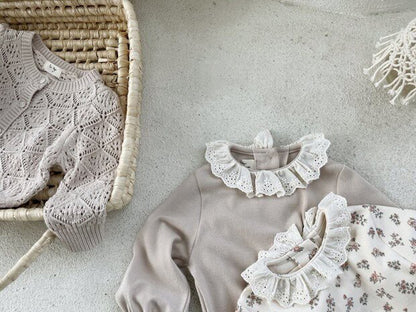 -ベビー フラワー レース襟 長袖 ブラウス トップス - mamahalo shop - 長袖Tシャツ -  べビー服 - 子供服 - 男の子 - 女の子