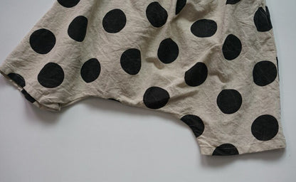 -キッズ ポルカドット サルエルパンツ コットンリネン - mamahalo shop - ハーフパンツ・ショートパンツ -  べビー服 - 子供服 - 男の子 - 女の子