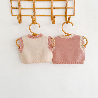 -ベビー フラワー 刺繍 ニット ベスト【mh0000067】 - mamahalo shop - ベスト -  べビー服 - 子供服 - 男の子 - 女の子