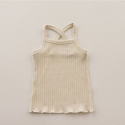 -ベビー キッズ セットアップ バッククロス キャミソール フリル パンツ【mh0000780】 - mamahalo shop - ノースリーブセットアップ -  べビー服 - 子供服 - 男の子 - 女の子