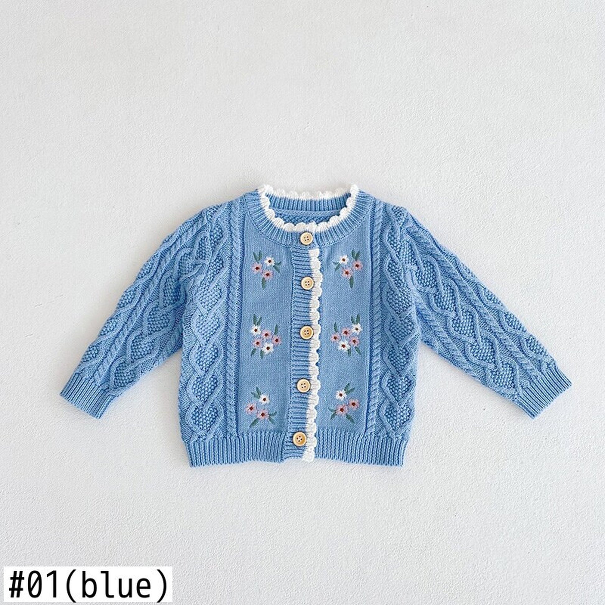 -ベビー 刺繍 フラワー ニット カーディガン【mh0000072】 - mamahalo shop - カーディガン・パーカー -  べビー服 - 子供服 - 男の子 - 女の子