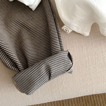 -ベビー セットアップ リボン シャツ チェック サスペンダー パンツ お出かけ【mh0000424】 - mamahalo shop - 長袖セットアップ -  べビー服 - 子供服 - 男の子 - 女の子