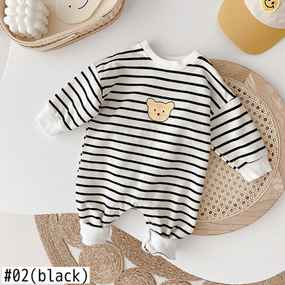 -# ベビー くま ボーダー ロンパース【mh0000413】 - mamahalo shop - 長袖ロンパース -  べビー服 - 子供服 - 男の子 - 女の子