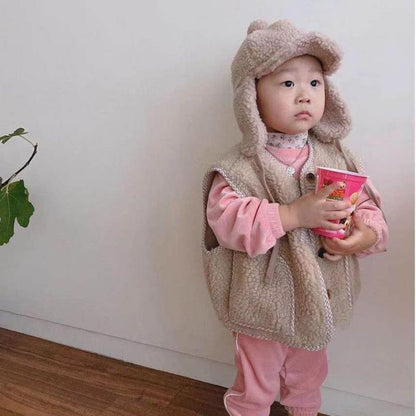 -ベビー ボア ベスト アウター【mh0000239】 - mamahalo shop - ベスト -  べビー服 - 子供服 - 男の子 - 女の子