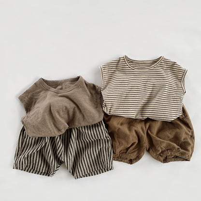 -キッズ ノースリーブ Tシャツ タンクトップ ボーダー 無地【mh0000801】 - mamahalo shop - タンクトップ・キャミソール・ノースリーブトップス -  べビー服 - 子供服 - 男の子 - 女の子