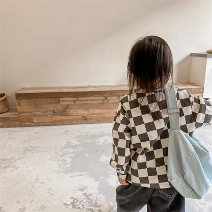 -キッズ ビッグ チェッカーチェック 長袖 Tシャツ - mamahalo shop - 長袖Tシャツ -  べビー服 - 子供服 - 男の子 - 女の子