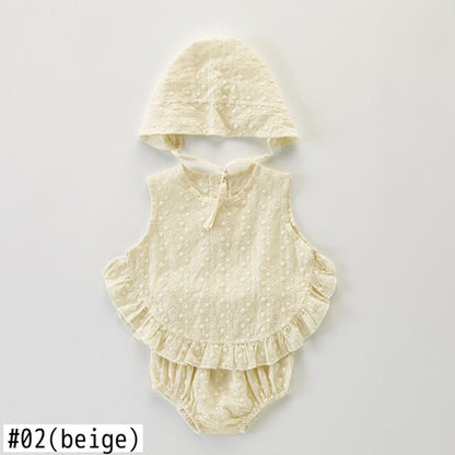 -ベビー セットアップ ノースリーブ ブラウス ブルマ パンツ ボンネット 帽子 - mamahalo shop - ノースリーブセットアップ -  べビー服 - 子供服 - 男の子 - 女の子