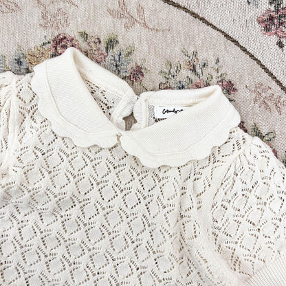 -ベビー キッズ レースニット 襟付き トップス ブラウス - mamahalo shop - 半袖シャツ・ブラウス -  べビー服 - 子供服 - 男の子 - 女の子