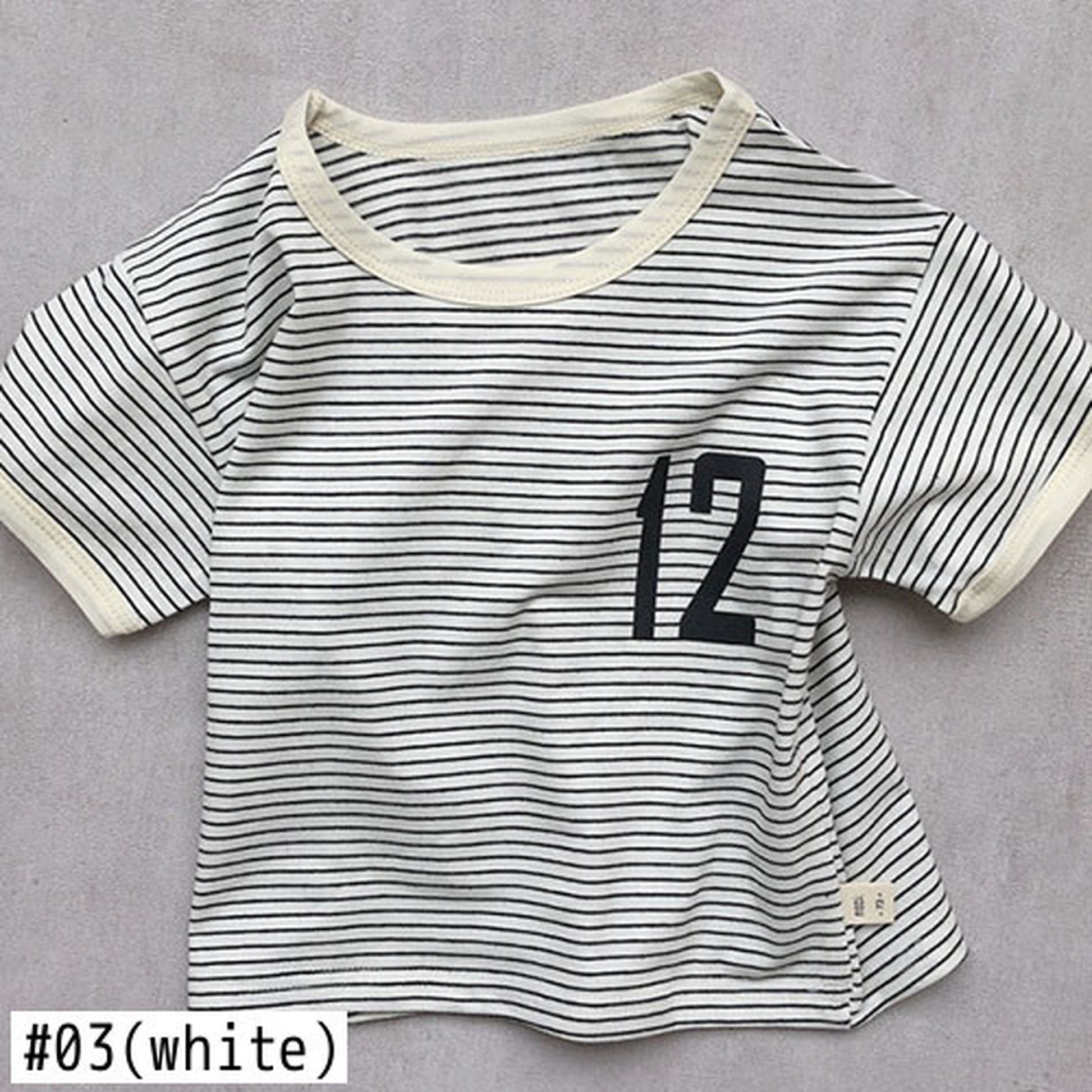 -キッズ ボーダー 半袖Tシャツ - mamahalo shop - 半袖Tシャツ -  べビー服 - 子供服 - 男の子 - 女の子