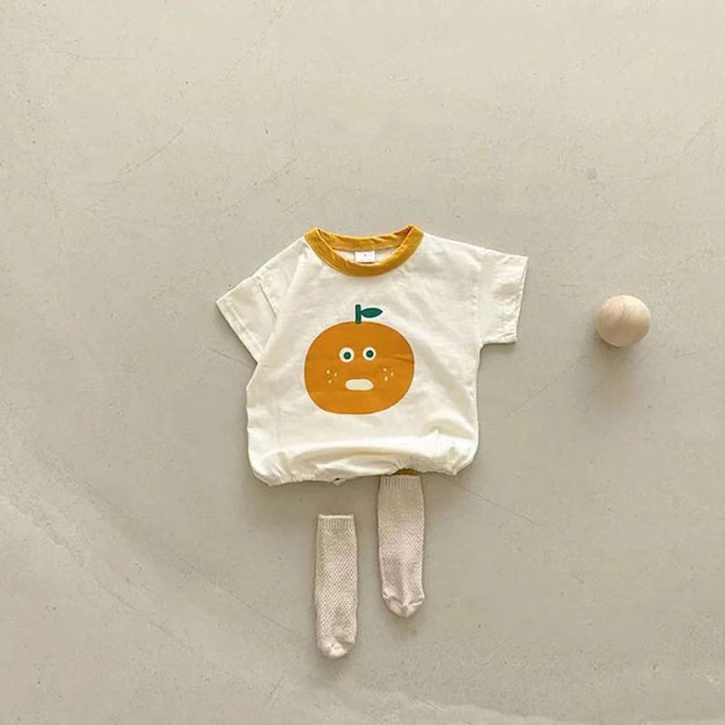 -ベビー オレンジ 半袖ロンパース【mh0000076】 - mamahalo shop - 半袖ロンパース -  べビー服 - 子供服 - 男の子 - 女の子