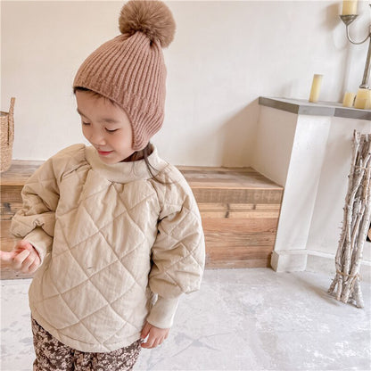 -キッズ キルティング ハイネック スウェット トレーナー【mh0000280】 - mamahalo shop - トレーナー・フーディ -  べビー服 - 子供服 - 男の子 - 女の子