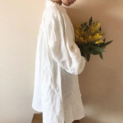 -キッズ フリルネック Aライン ワンピース【mh0000203】 - mamahalo shop - 長袖ワンピース -  べビー服 - 子供服 - 男の子 - 女の子