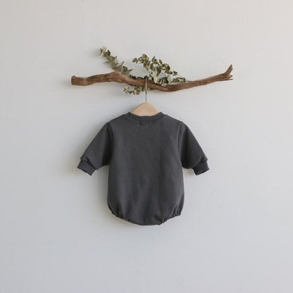 -ベビーロンパース レモン刺繍ワンポイント 長袖ボディスーツ グレー/ホワイト/ピンク/3カラー - mamahalo shop - 長袖ロンパース -  べビー服 - 子供服 - 男の子 - 女の子