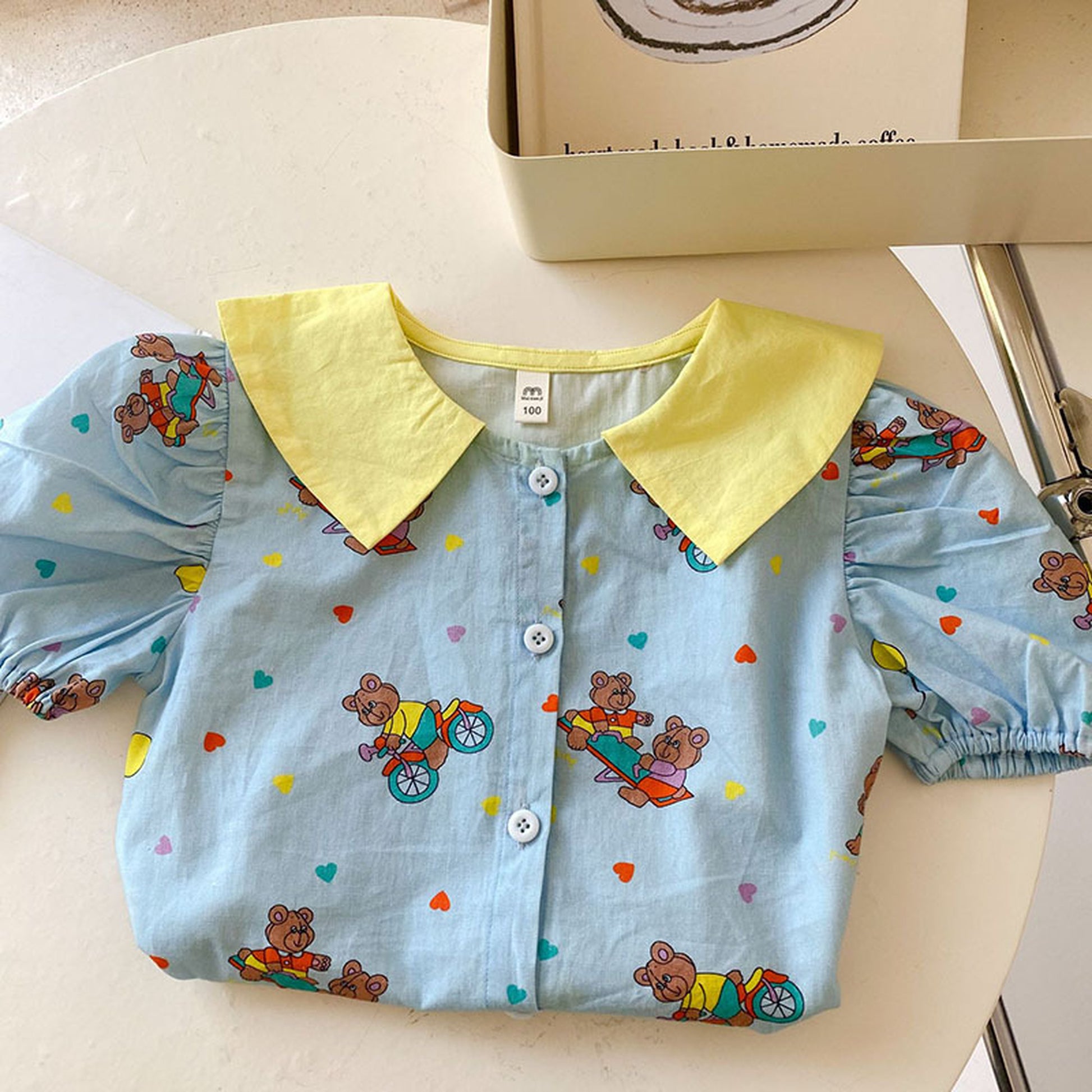 -キッズ くま ベア カラフル 半袖 ブラウス シャツ トップス - mamahalo shop - 半袖シャツ・ブラウス -  べビー服 - 子供服 - 男の子 - 女の子