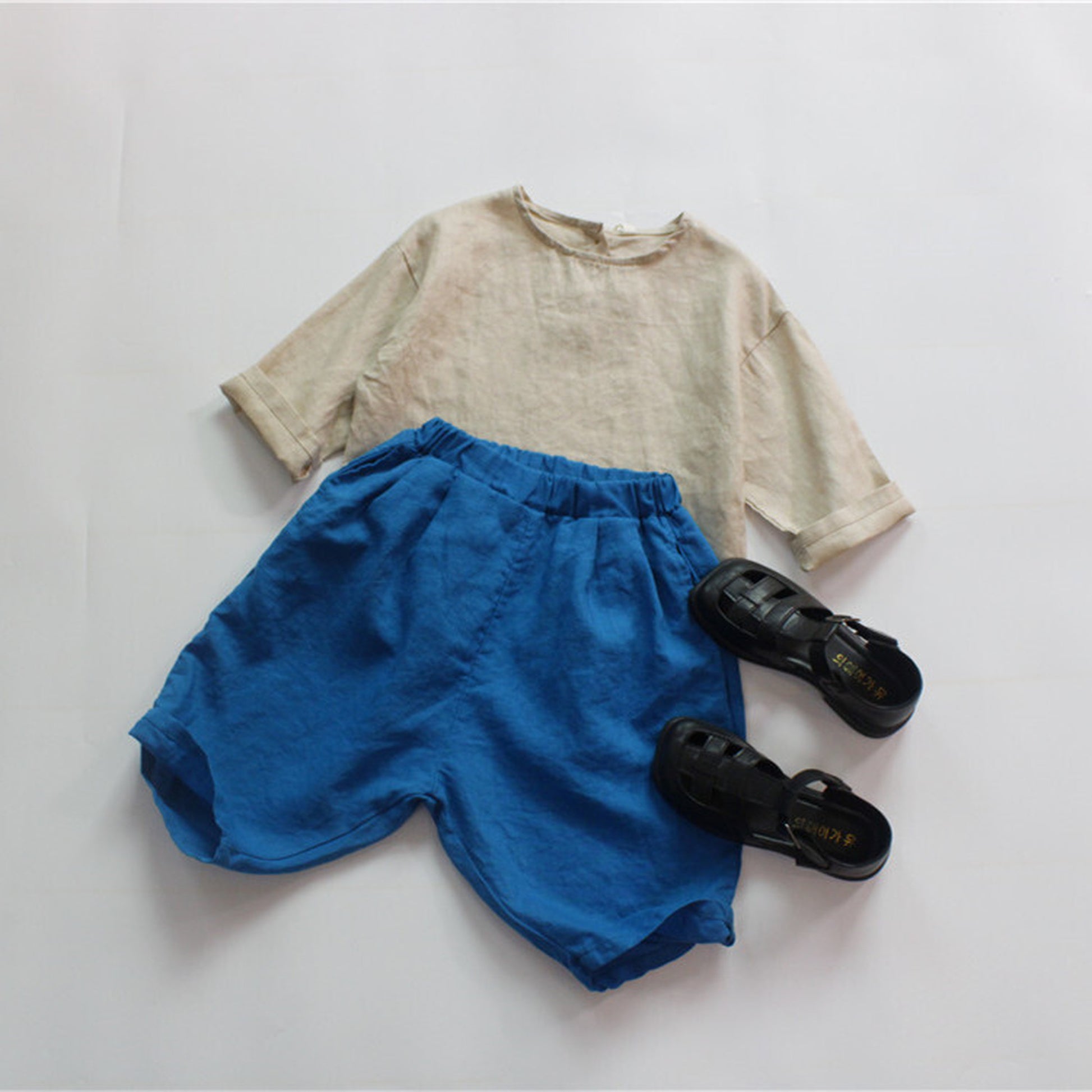 -キッズ コットンリネン 長袖 シャツ トップス - mamahalo shop - 長袖Tシャツ -  べビー服 - 子供服 - 男の子 - 女の子
