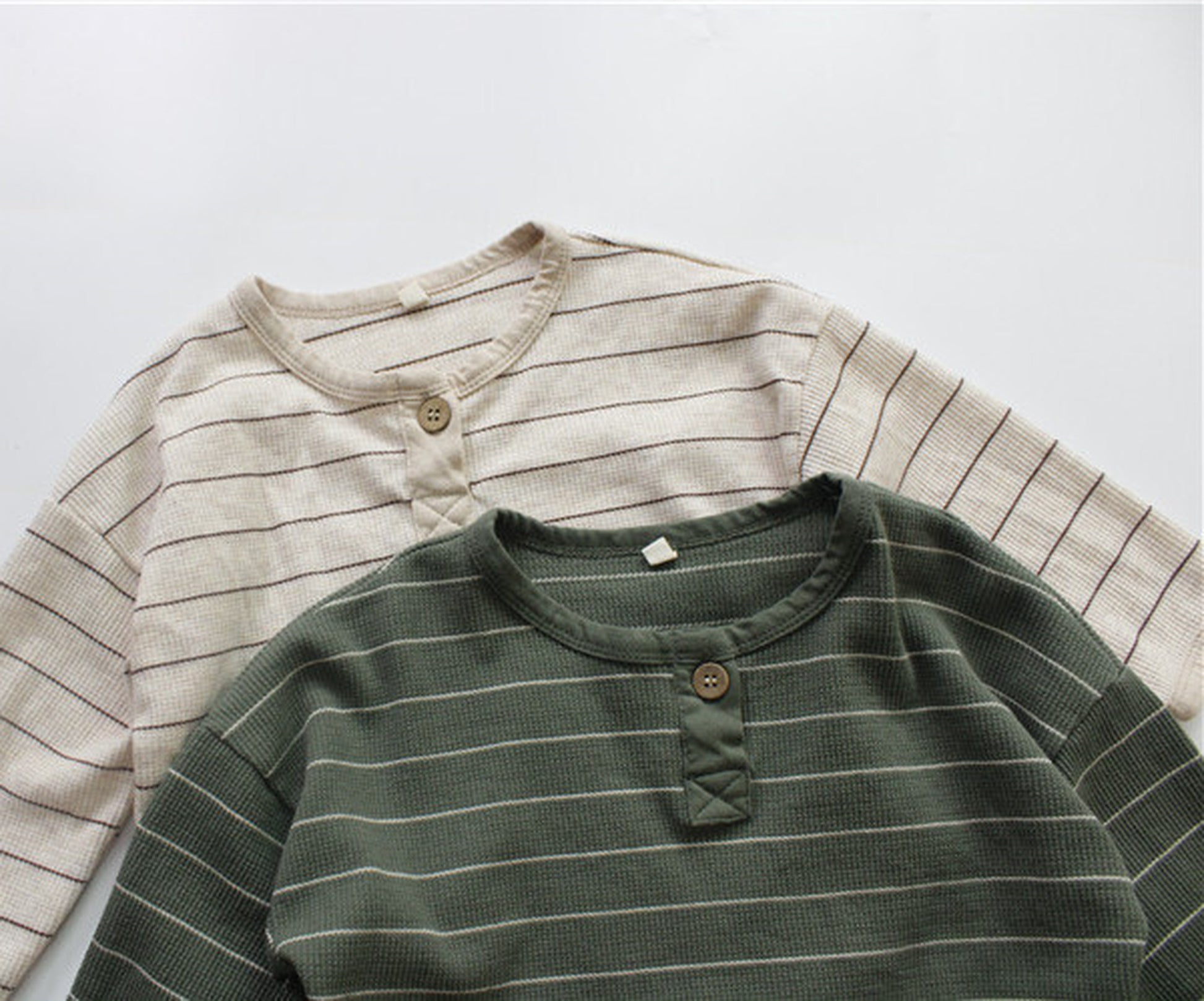 -キッズ ボーダー 長袖 Tシャツ トップス - mamahalo shop - 長袖Tシャツ -  べビー服 - 子供服 - 男の子 - 女の子