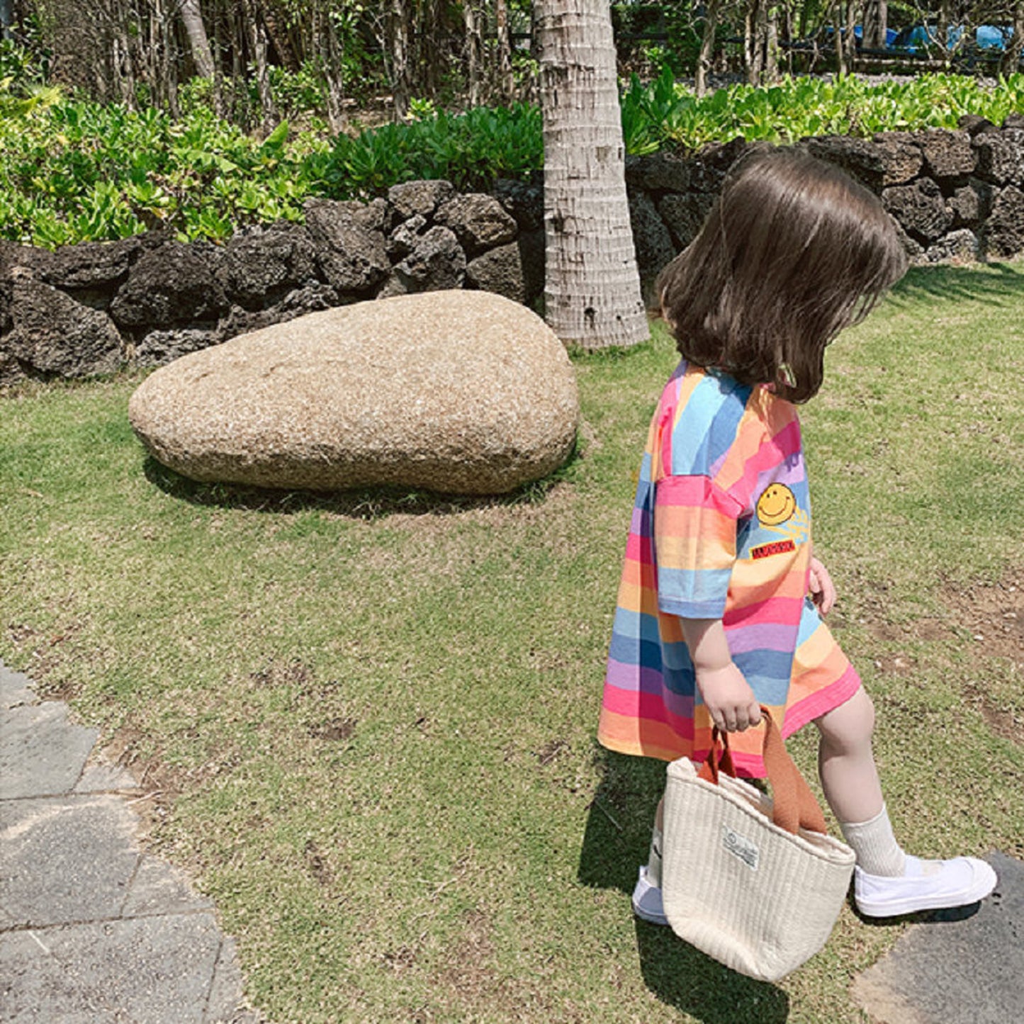 -キッズ レインボー  ロングTシャツ ワンピース - mamahalo shop - 半袖ワンピース -  べビー服 - 子供服 - 男の子 - 女の子