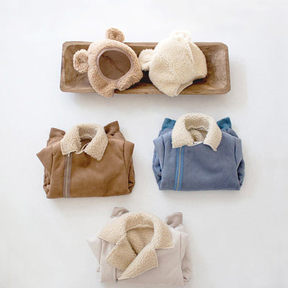 -ベビー ボアフリース アウター ジャンプスーツ【mh0000219】 - mamahalo shop - アウタージャンプスーツ -  べビー服 - 子供服 - 男の子 - 女の子