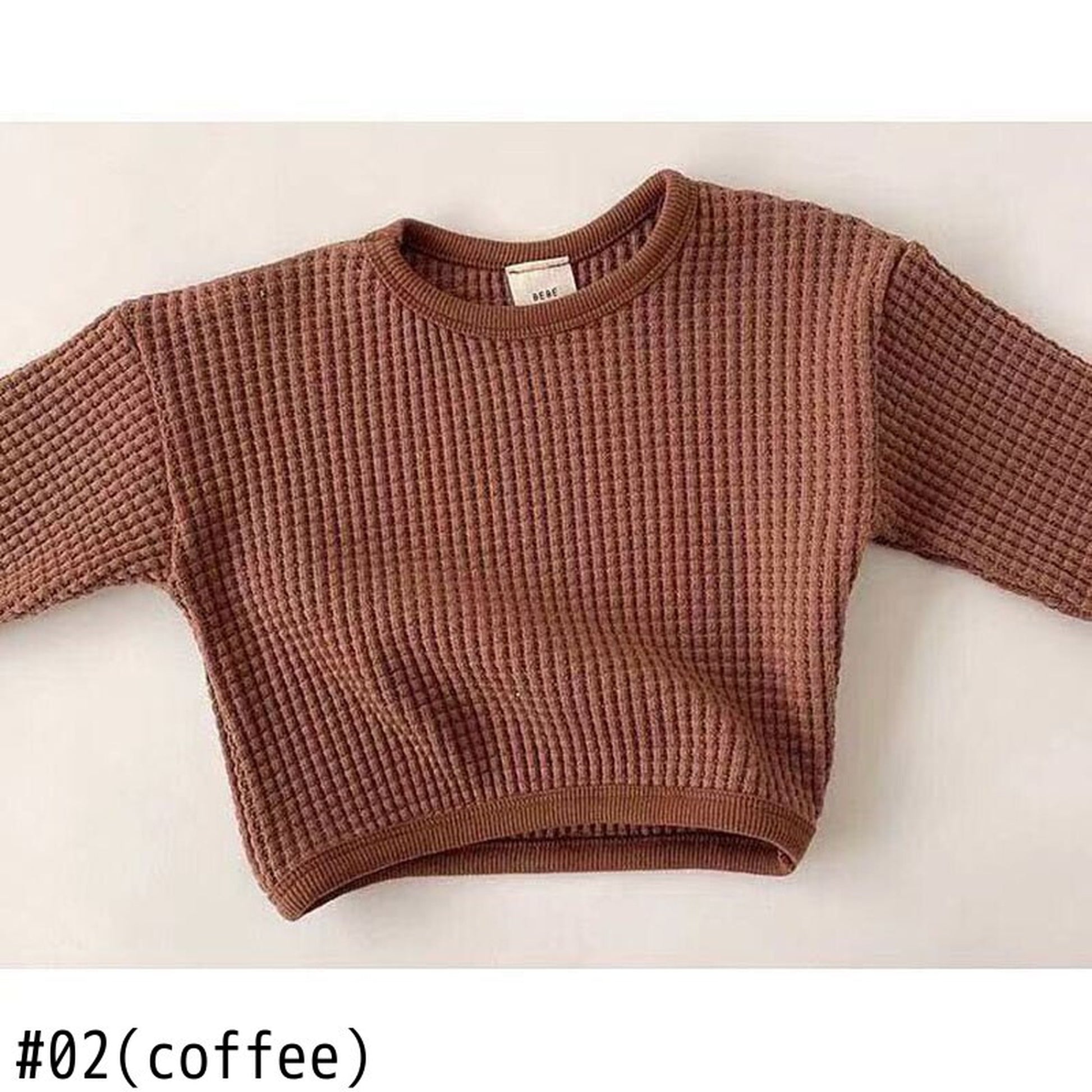 -☺︎ ベビートップス ワッフル 長袖Tシャツ 3カラー - mamahalo shop - 長袖Tシャツ -  べビー服 - 子供服 - 男の子 - 女の子