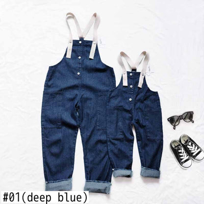-キッズ デニム テープ サスペンダー サロペット リンク ママ お揃い コーデ【mh0000396】 - mamahalo shop - オーバーオール -  べビー服 - 子供服 - 男の子 - 女の子