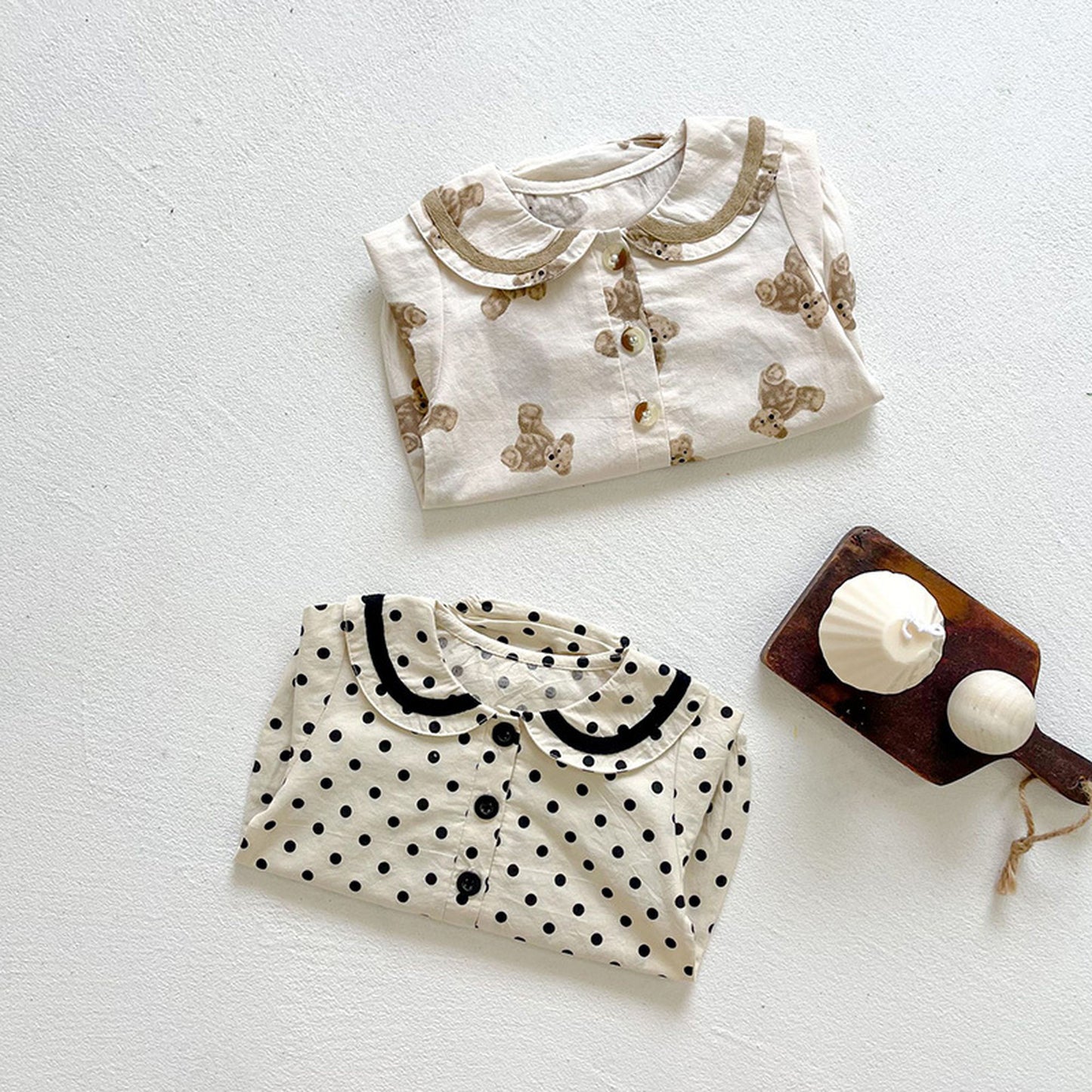 -ベビー くま みずたま 長袖ロンパース【mh0000053】 - mamahalo shop - 長袖ロンパース -  べビー服 - 子供服 - 男の子 - 女の子