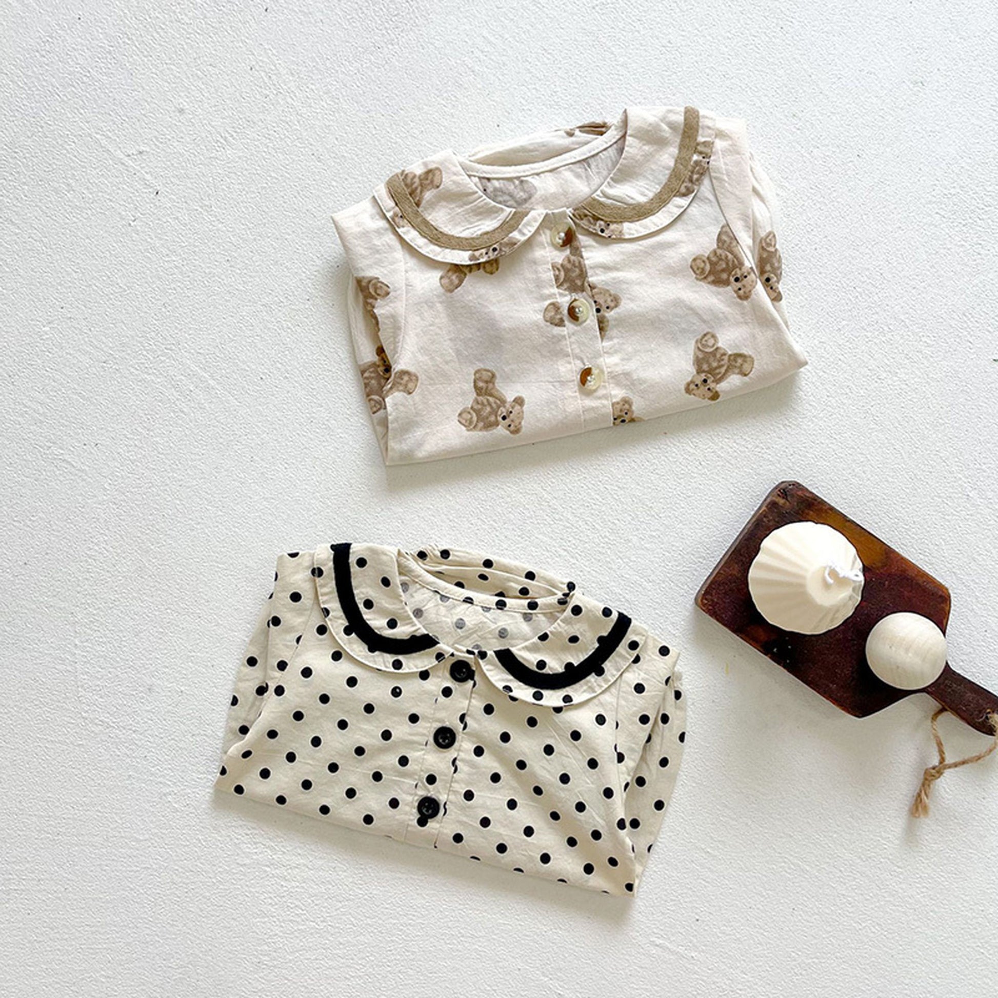 -ベビー くま みずたま 長袖ロンパース【mh0000053】 - mamahalo shop - 長袖ロンパース -  べビー服 - 子供服 - 男の子 - 女の子