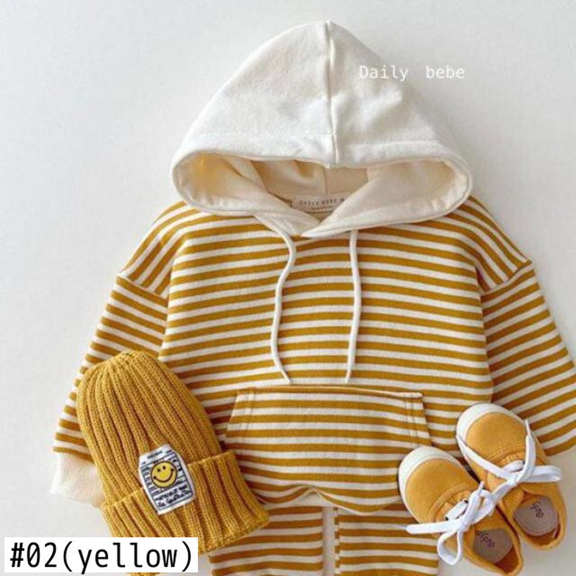 -ベビー ボーダー スウェット セットアップ フーディ トップス パンツ - mamahalo shop - 長袖セットアップ -  べビー服 - 子供服 - 男の子 - 女の子