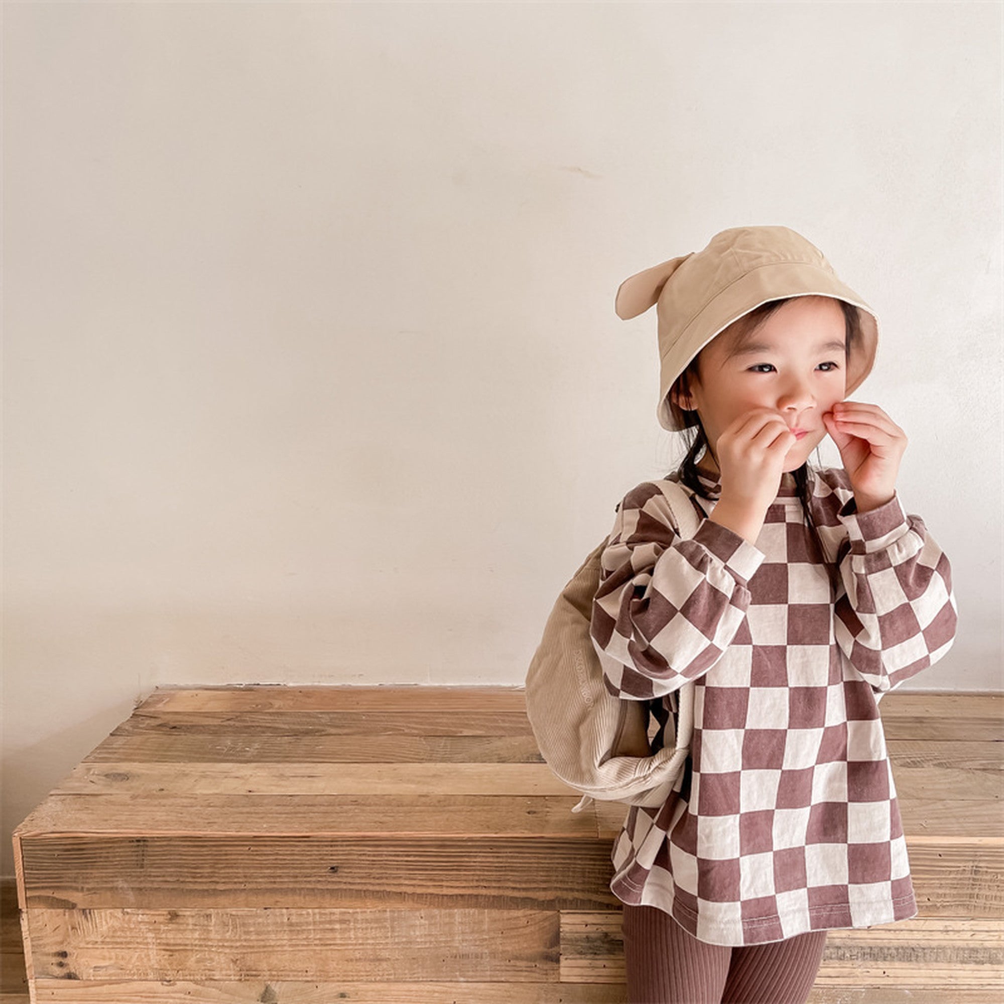 キッズ ビッグ チェッカーチェック 長袖 Tシャツ - mamahalo shop - 長袖Tシャツ - ベビー服 - 子供服 - 男の子 - 女の子