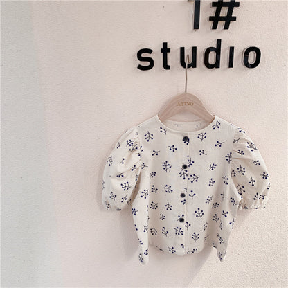 -キッズ パフスリーブ ブラウス【mh0000525】 - mamahalo shop - 半袖シャツ・ブラウス -  べビー服 - 子供服 - 男の子 - 女の子