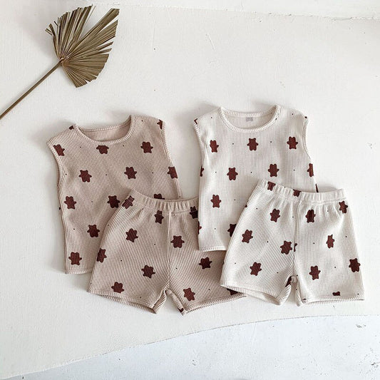 -ベビー セットアップ くま ベア タンクトップ パンツ【mh0000805】 - mamahalo shop - ノースリーブセットアップ -  べビー服 - 子供服 - 男の子 - 女の子