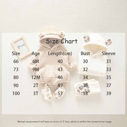 -ベビー レオパード 耳付き フーディ ロンパース 足つき レギンス パンツ - mamahalo shop - 長袖ロンパース -  べビー服 - 子供服 - 男の子 - 女の子