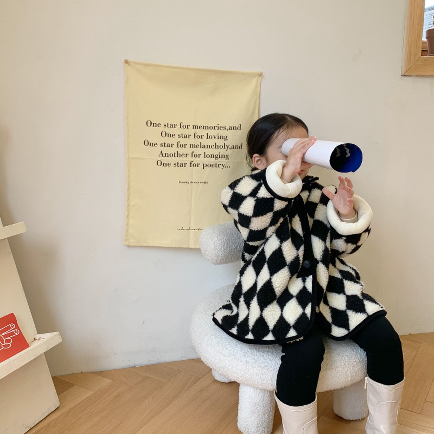 -キッズアウター ボアフリース ダイヤチェック ジャケット コート - mamahalo shop - ショートコート・ジャケット・ジャンパー -  べビー服 - 子供服 - 男の子 - 女の子