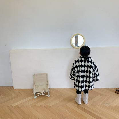 -キッズアウター ボアフリース ダイヤチェック ジャケット コート - mamahalo shop - ショートコート・ジャケット・ジャンパー -  べビー服 - 子供服 - 男の子 - 女の子