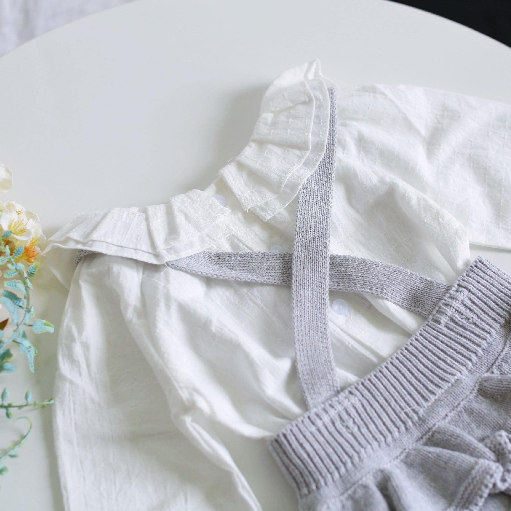 -ベビー フリル ニット サスペンダー ブルマ - mamahalo shop - ブルマパンツ -  べビー服 - 子供服 - 男の子 - 女の子