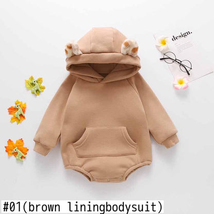 -ベビー レオパード 耳付き フーディ ロンパース 足つき レギンス パンツ - mamahalo shop - 長袖ロンパース -  べビー服 - 子供服 - 男の子 - 女の子