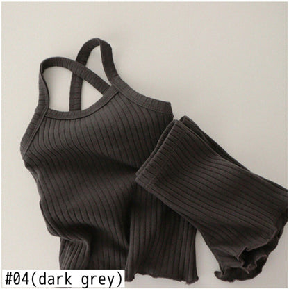 -ベビー キッズ セットアップ バッククロス キャミソール フリル パンツ【mh0000780】 - mamahalo shop - ノースリーブセットアップ -  べビー服 - 子供服 - 男の子 - 女の子