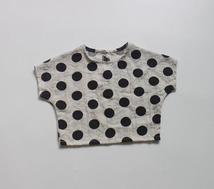 -キッズトップス みずたまドットプリント ルーズ シャツ Tシャツ - mamahalo shop - 半袖Tシャツ -  べビー服 - 子供服 - 男の子 - 女の子