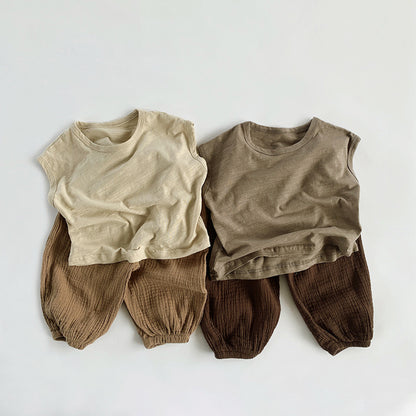 -キッズ ノースリーブ Tシャツ タンクトップ ボーダー 無地【mh0000801】 - mamahalo shop - タンクトップ・キャミソール・ノースリーブトップス -  べビー服 - 子供服 - 男の子 - 女の子